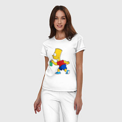Пижама хлопковая женская Барт Симпсон принт, цвет: белый — фото 2