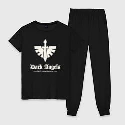 Пижама хлопковая женская Темные ангелы лого винтаж, цвет: черный