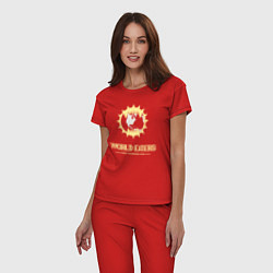 Пижама хлопковая женская Пожиратели миров лого винтаж, цвет: красный — фото 2