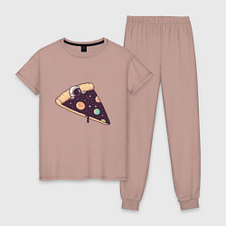 Пижама хлопковая женская Space - Pizza, цвет: пыльно-розовый