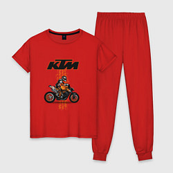 Пижама хлопковая женская KTM Moto theme, цвет: красный