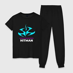 Пижама хлопковая женская Символ Hitman в неоновых цветах, цвет: черный