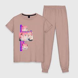 Пижама хлопковая женская Итика Накано Ichika Nakano, цвет: пыльно-розовый