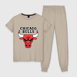 Пижама хлопковая женская Chicago Bulls, цвет: миндальный