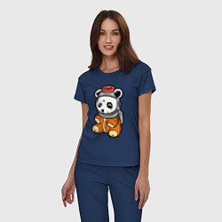 Пижама хлопковая женская Космо панда, цвет: тёмно-синий — фото 2