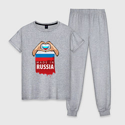 Пижама хлопковая женская Люблю Россию, цвет: меланж