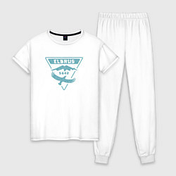 Пижама хлопковая женская Эльбрус 5642 лого, цвет: белый