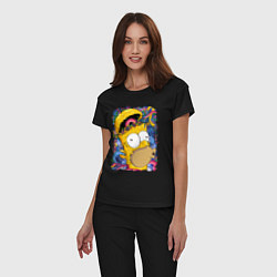 Пижама хлопковая женская Мозг Гомера Симпсона - постер, цвет: черный — фото 2