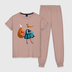 Пижама хлопковая женская Беременная лисица, цвет: пыльно-розовый