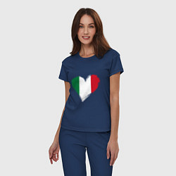Пижама хлопковая женская Сердце - Италия, цвет: тёмно-синий — фото 2