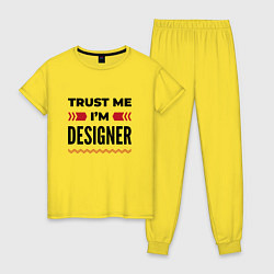 Пижама хлопковая женская Trust me - Im designer, цвет: желтый