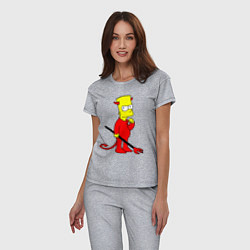Пижама хлопковая женская Bart Simpson - devil, цвет: меланж — фото 2