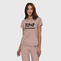 Пижама хлопковая женская TCPIP Connecting people since 1972, цвет: пыльно-розовый — фото 2