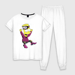 Пижама хлопковая женская Барт Симпсон в прыжке, цвет: белый