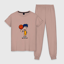 Пижама хлопковая женская Мальчик с мячом, цвет: пыльно-розовый