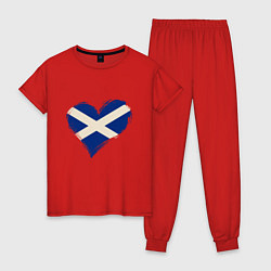 Пижама хлопковая женская Сердце - Шотландия, цвет: красный