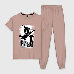 Пижама хлопковая женская Punk jump, цвет: пыльно-розовый