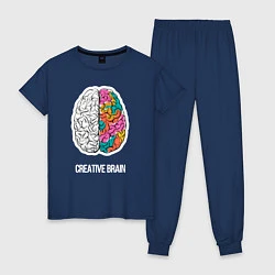 Пижама хлопковая женская Creative Brain, цвет: тёмно-синий