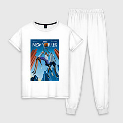 Пижама хлопковая женская Обложка журнала New Yorker, цвет: белый