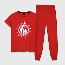 Пижама хлопковая женская In flames - logo neon, цвет: красный