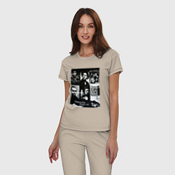 Пижама хлопковая женская Depeche Mode 101 Vintage 1988, цвет: миндальный — фото 2
