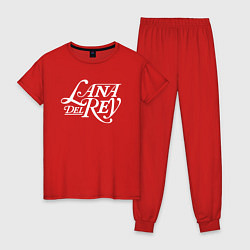 Пижама хлопковая женская Lana del ray - лого, цвет: красный