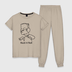 Пижама хлопковая женская Bart Simpson - Rock n Roll, цвет: миндальный