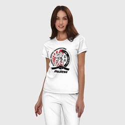 Пижама хлопковая женская Джиу-джитсу Jiujitsu emblem, цвет: белый — фото 2