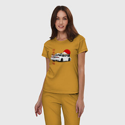 Пижама хлопковая женская Nissan Silvia S14 Sr20 Japan Car, цвет: горчичный — фото 2