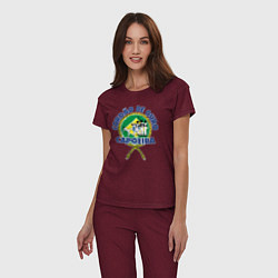 Пижама хлопковая женская Cordao de ouro Capoeira flag of Brazil, цвет: меланж-бордовый — фото 2