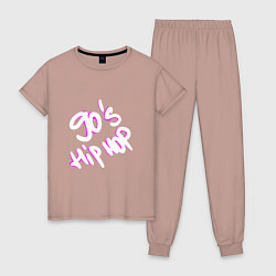 Пижама хлопковая женская 90s Hip Hop, цвет: пыльно-розовый