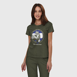 Пижама хлопковая женская Krav-maga emblem tiger, цвет: меланж-хаки — фото 2