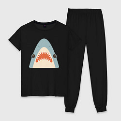 Пижама хлопковая женская Милая маленькая акула, цвет: черный