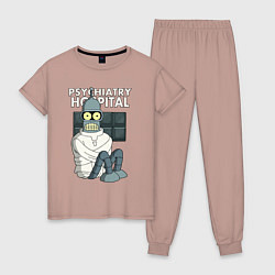Пижама хлопковая женская Bender - hospital, цвет: пыльно-розовый
