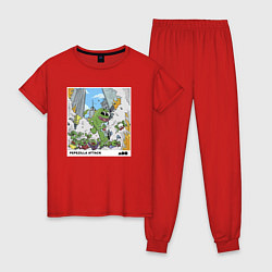 Пижама хлопковая женская Pepzilla attack, цвет: красный