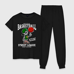 Пижама хлопковая женская Баскетбол уличная лига, цвет: черный