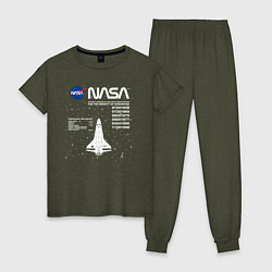 Пижама хлопковая женская Nasa ракета, цвет: меланж-хаки