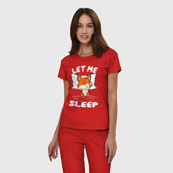 Пижама хлопковая женская Дай мне поспать - лисичка, цвет: красный — фото 2