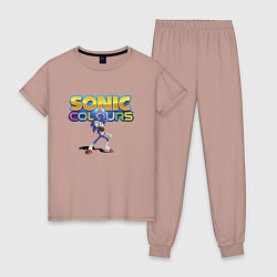 Пижама хлопковая женская Sonic colors - Hedgehog, цвет: пыльно-розовый