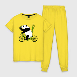 Женская пижама Панда на велосипеде с бамбуком