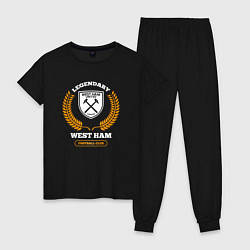 Пижама хлопковая женская Лого West Ham и надпись legendary football club, цвет: черный