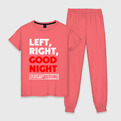 Пижама хлопковая женская Left righte good night, цвет: коралловый