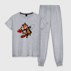 Пижама хлопковая женская Красная панда купидон, цвет: меланж