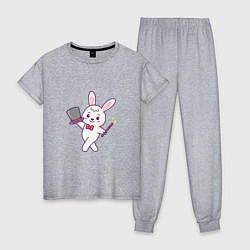 Пижама хлопковая женская Кролик - Фокусник, цвет: меланж