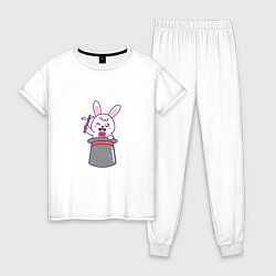 Пижама хлопковая женская Фокусник - Кролик, цвет: белый