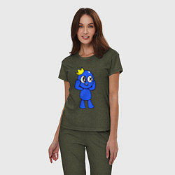 Пижама хлопковая женская Rainbow Friends, цвет: меланж-хаки — фото 2