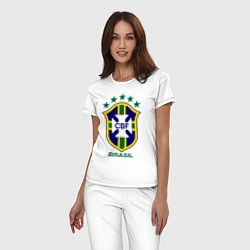 Пижама хлопковая женская Brasil CBF, цвет: белый — фото 2