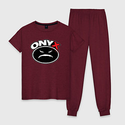 Пижама хлопковая женская Onyx - black logo, цвет: меланж-бордовый