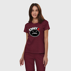 Пижама хлопковая женская Onyx - black logo, цвет: меланж-бордовый — фото 2
