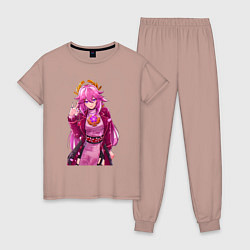 Пижама хлопковая женская Яэ Мико на стиле - Геншин Импакт, цвет: пыльно-розовый